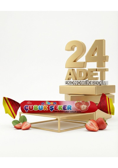 Afia Afibon Çilekli Çubuk Şeker 24x6,7 Gr