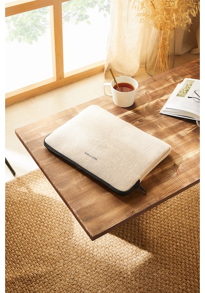 Ocean Home Textile Su İtici Leke Tutmaz Jüt Keten Tablet Taşıma Çantası / Kılıfı 32.5 X 24 X 2 Cm Tablet Kılıfı