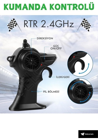 Welcomein Oyuncak 2.4 Ghz Uzaktan Kumandalı Şarjlı Led Işıklı Drift Atan 20 Km Hız Yapan Off Road Araba