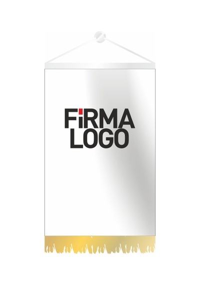 Dörtgen Özel Logolu Altın Rengi Püsküllü Flama 25x35 Cm Tek Ebat