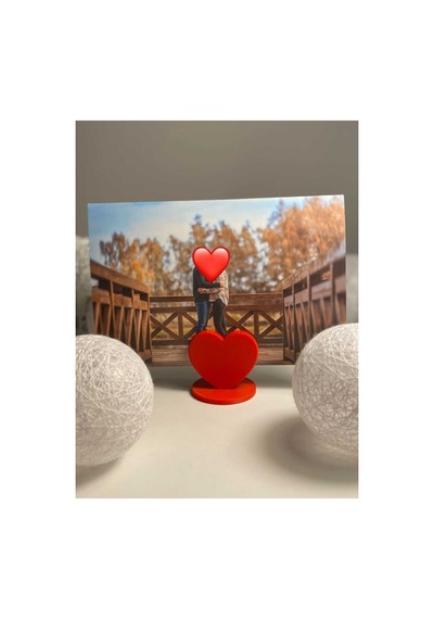 Hediye İçin Kalp Şekilli 3d Baskı Obje Kırmızı - Masaüstü Dekorasyon Aparatı 42x42x40mm