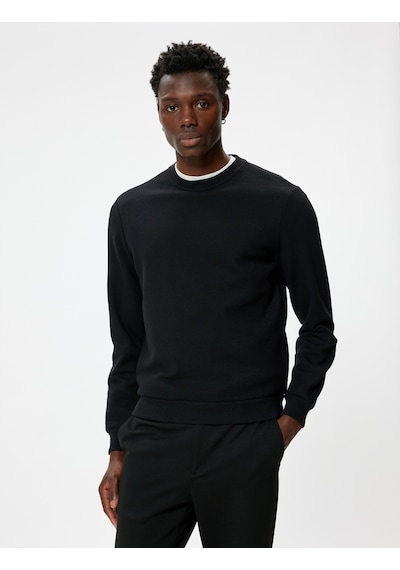 Koton Bisiklet Yaka Sweatshirt Basic Uzun Kollu Dokulu Pamuk Karışımlı Siyah 5wam70032mk Siyah Koton Bisiklet Yaka Sweatshirt Basic Uzun Kollu Dokulu Pamuk Karışımlı Siyah 5wam70032mk Siyah