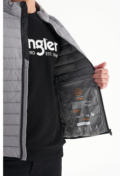 Wrangler Regular Fit Dik Yaka Şişme Mont Erkek Mont W2520510 035 Gri