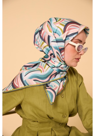 Silk Home Twill İpek Eşarp 11471-25 Su Yeşili, Pembe, Yeşil, Beyaz, Gri