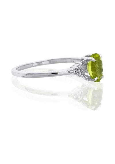 Peridot Oval Tektaş Pırlanta Yüzük Beyaz