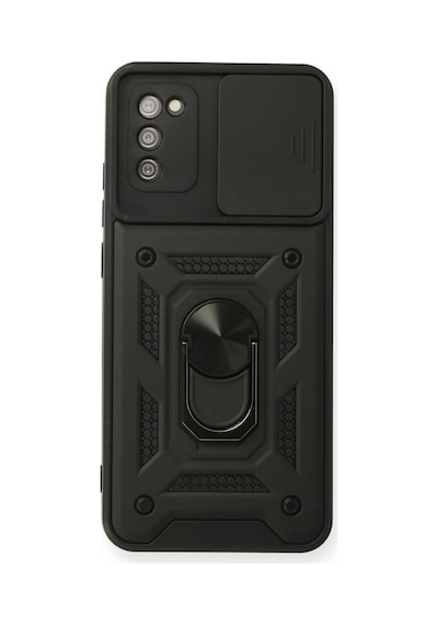 Samsung Galaxy A03s Kılıf Pars Lens Yüzüklü Silikon - Siyah Düz Renkli