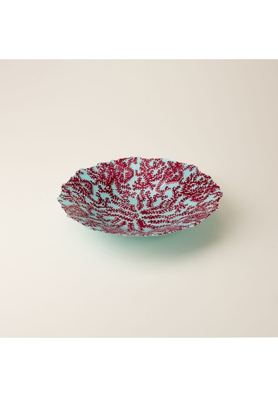 Deco Mercan Dekoratif Tabak - Turkuaz / Kırmızı - 40 Cm