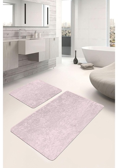 Realhomes Real Homes 2'li Set Düz Renk Pembe 2'li Banyo &amp Mutfak Paspas Takımı Genel