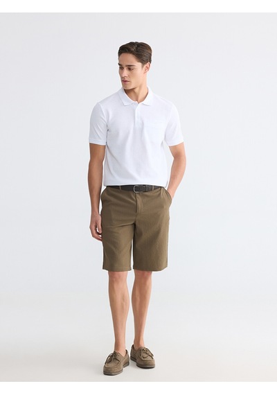 Lcwaıkıkı Classic Beyaz Polo Yaka Dokulu Erkek Tişört