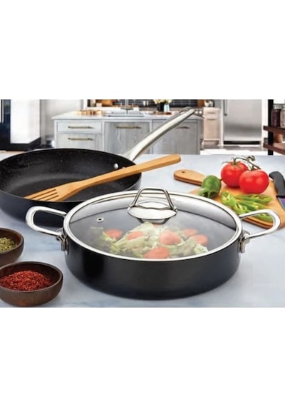 Zest Gusto Granit 24cm Kısa Tencere Siyah