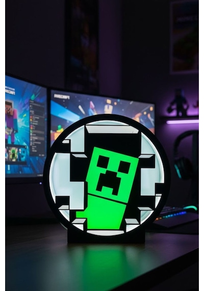 Minecraft Creeper Tasarımlı Dekoratif Aydınlatma Gece Lambası Led Çok Renkli