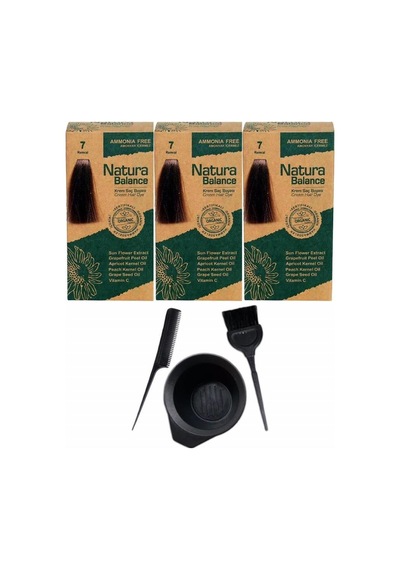 Natura Balance Saç Boyası 7 Kumral 3 Adet+Saç Boyama Seti