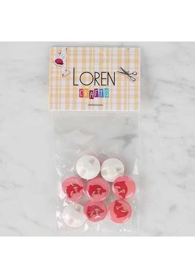 Loren Crafts 8 Li Pembe Yunus Düğme - 707