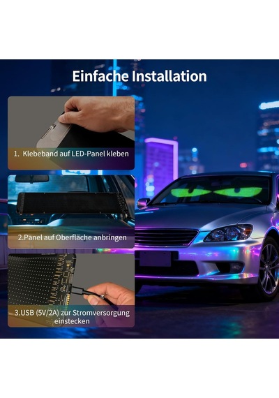 Sıbı Lıghtıng Led Gözler, 12 X 60 Cm Devil Eyes Led Gösterge, Uzaktan Kumandalı Ve Bluetooth Uygulamalı, Kendin Yap
