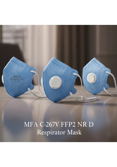 Mfa C-267v Ffp2 Nr D Ventilli Katlanabilir Toz Maskesi - Hydro-charging Filtre, Baret Uyumlu