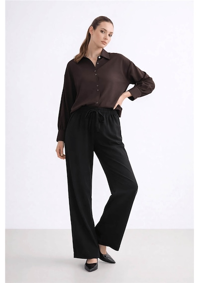 Fashion Friends Geniş Paça Siyah Kadın Pantolon 26y0109k1