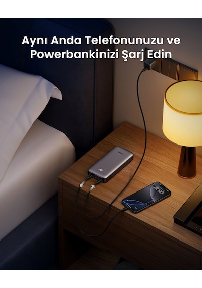 Ugreen Nexode 20.000 Mah 30w Hızlı Şarj Powerbank, Usb-c Kablo Dahil, 2xusb-c, 1xusb-a, 55989b Gri