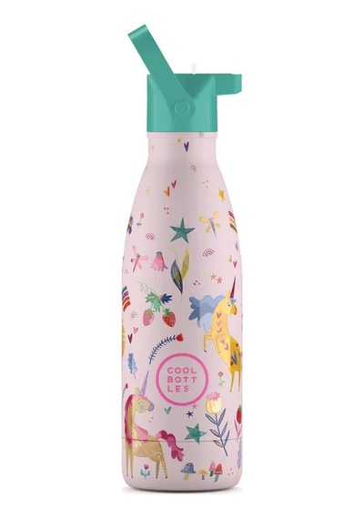 Cool Bottles Paslanmaz Çelik Suluk - The Kids Bottle Funny Unicorns 350ml Çok Renkli