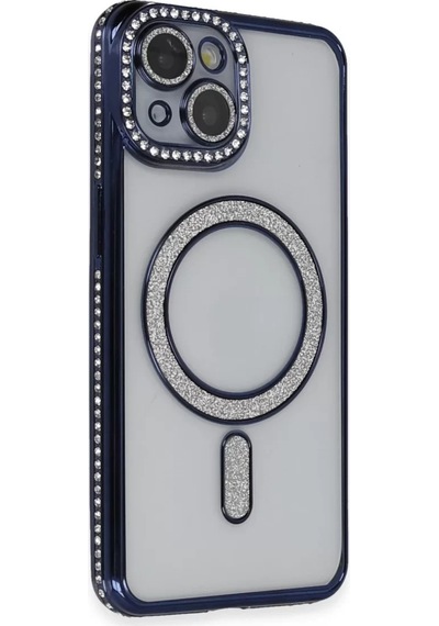Newface Apple İphone 14 Kılıf Joke Simli Magneticsafe Kılıf - Lacivert