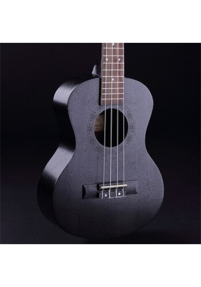 Masif Maun Ağaç Siyah Renk Tenör Boy Profesyonel Ukulele Gitar