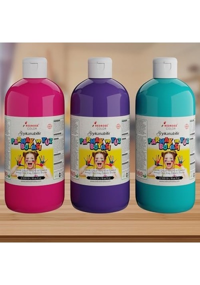 Mor, Fuşya, Turkuaz Parmak Boyası 3'lü Set 3x500 Gr Diğer