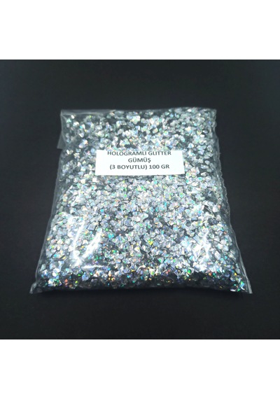 Glitter Epoksi Süsleme Pulu Hologramlı Nail Art Makyaj 3 Boyutlu Sim Gümüş 100 Gr