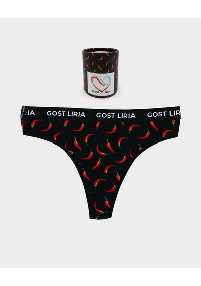 Gost Liria Pepper Desenli Kadın String Külot Siyah
