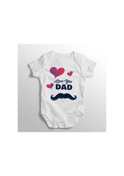 Babylimon Love You Dad Yazılı Baskılı Bebek Zıbını Beyaz - 132207457 Beyaz