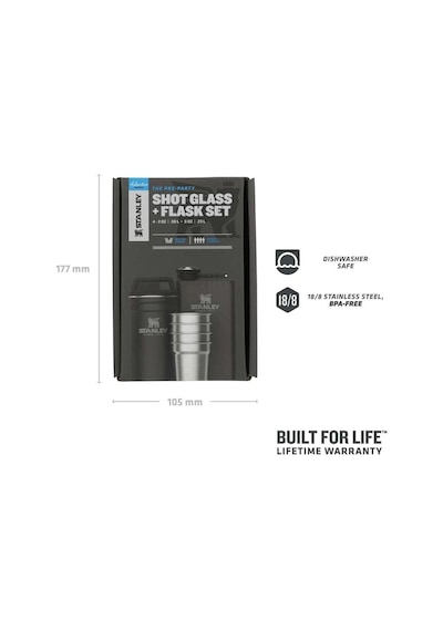 Stanley Adventure Çelik Shot Bardak Ve Matara Seti - Matte Black Pebble