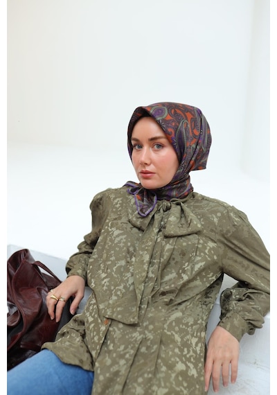 Silk Home Sura İpek Eşarp 11455-s21 Tarçın, Yeşil, Gül Kurusu, Mor, Kahverengi