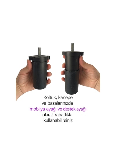 Destek Ayağı 9,5-14,5 Cm Siyah Ve Metal Düz Ayak Tabanı M8 Civatalı İnce Diş Mobilya Kanepe Baza Koltuk Seti