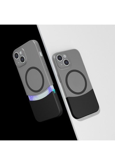 Xemu Apple Uyumlu iPhone 14 Kılıf M-safe Şarj Özellikli Mıknatıslı Duble Kapak - Gri Gri