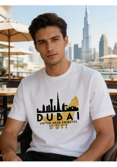 Dubai Skyline T-shirt Göz Alıcı Şehir Temalı Oversize Model Bey