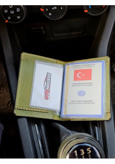Otohousse Hakiki Deri Ruhsatlık Erkek Kadın Cüzdan Yeşil