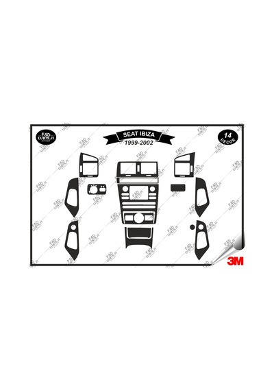 Seat İbiza 1999-2002 Torpido Konsol Trim Göğüs Maun Kaplama Set 14 Parça Siyah Renk