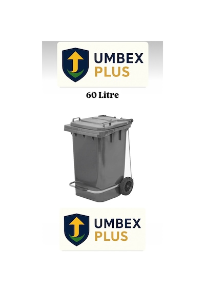 Umbex Plastik Pedallı Çöp Konteyneri 60 Litre Plastik Konteyner - A Isıya Karşı Dayanıklı Malzeme Gri