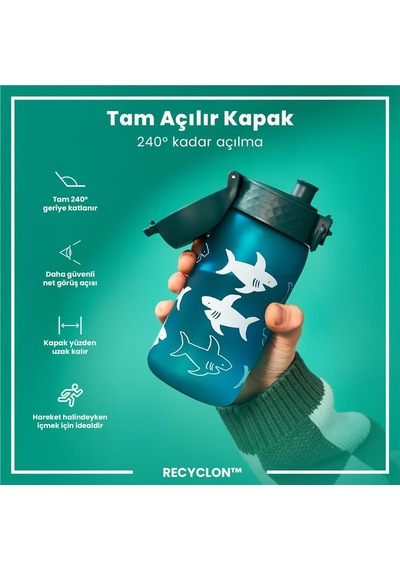 Ion8 - Çocuk Suluk - Köpekbalığı - 350 Ml - Sızdırmaz - Bpa İçermeyen Çok Renkli