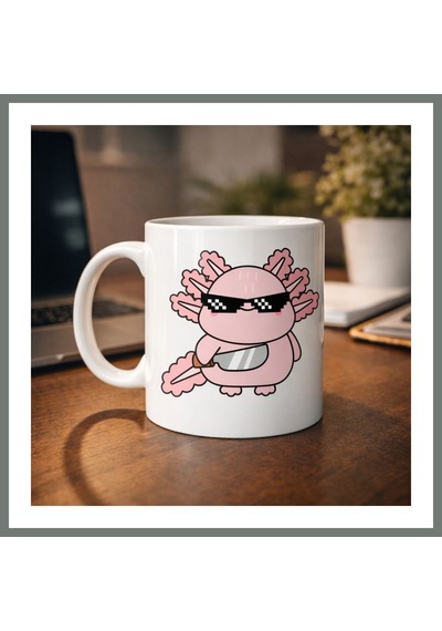 Bezos Cool Axolotl Tasarımlı Porselen Kupa Model 83 Eğlenceli, Sevimli Ve Enerji Dolu Kahve Kupası Mmbz Çok Renkli