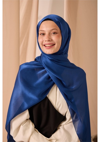 Silk Home Janjan Şal Tek Taraflı Gece Mavi Kendinden Çizgi Dokulu Parlak Yüzeyli 75x190 Çok Renkli