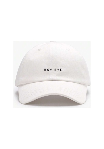 Caxis Boy Bye Baskılı Spor Sapka Unisex Ayarlanabilir Cırtlı Şapka Siyah Ve Beyaz