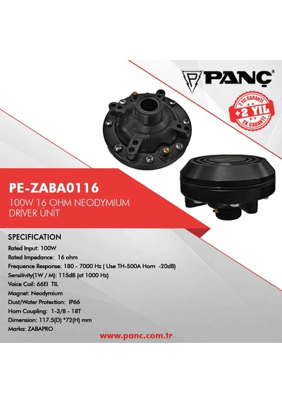 Pe-Zaba0116 100W 16 Ohm Neodymıum Drıver Ünit