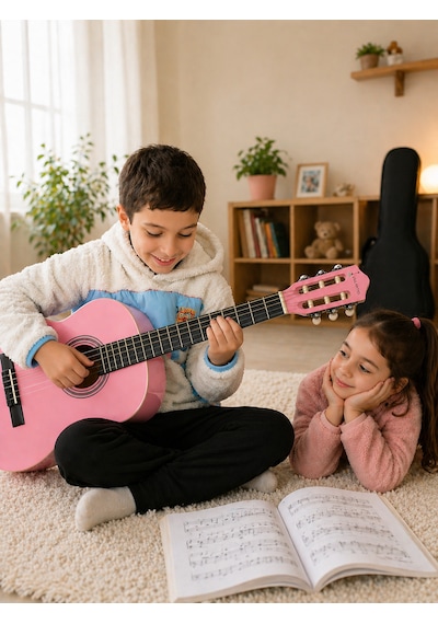 Valares Qcg3624 Klasik Gitar Soft Pembe Tasarım 39 4/4 Sap Ayarlı Köşe Korumalı Askı Aparatlı Yumuşak Tını