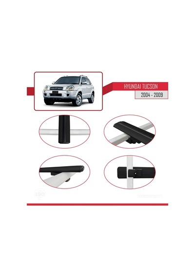 Hyundai Tucson Jm 2004-2009 Arası İle Uyumlu Basic Model Ara Atkı Tavan Barı Siyah 3 Adet