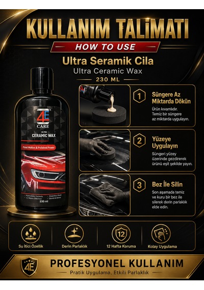 4e Ultra Seramik Boya Koruyucu Wax Uygulama Süngeri Ve Mikrofiber Bez Aracınızın Çizilmelerine Son