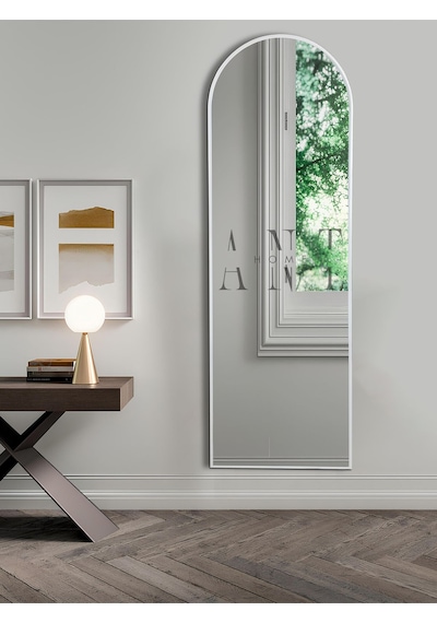 Dekoratif Ayna Oval Boy Ayna Duvar Aynası 180x60 Cm 180 X 60 Beyaz Antno25b Beyaz