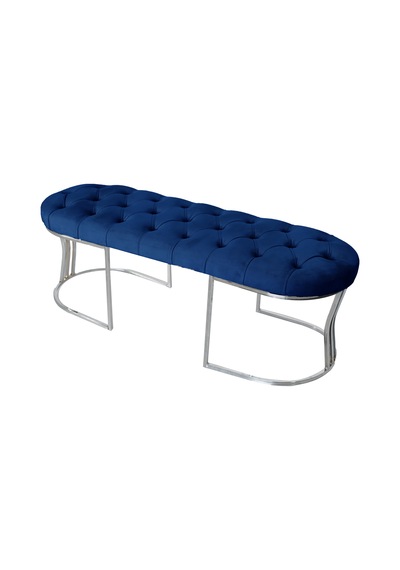 VİEGO SILVER MAVİ-Kapitoneli Model Puf&Bench&Koltuk-Oturak-Uzun Makyaj Puff-Yatak Odası Ucu&Önü
