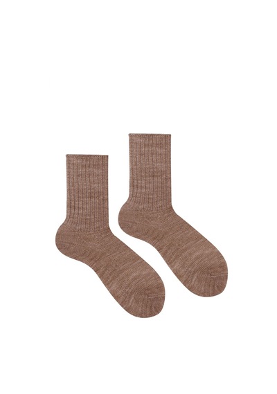 Ozzy Socks Kışlık Kadın Yünlü Kahverengi Renk Uyku Çorabı Soft Touch Kahverengi