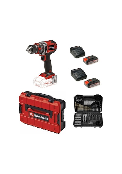 Einhell TP-CD 18/50 Li-I BL Solo Akülü Vidalama + 2 x 2.5 AH Akü Ve 103 Parça Uç Seti Çanta Dahil