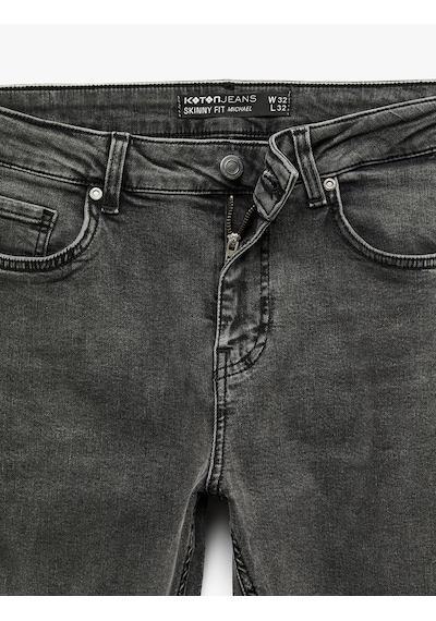 Koton Normal Bel Pamuklu Skinny Fit Jean Pantolon - Michael Jean Antrasit 6sam40114nd