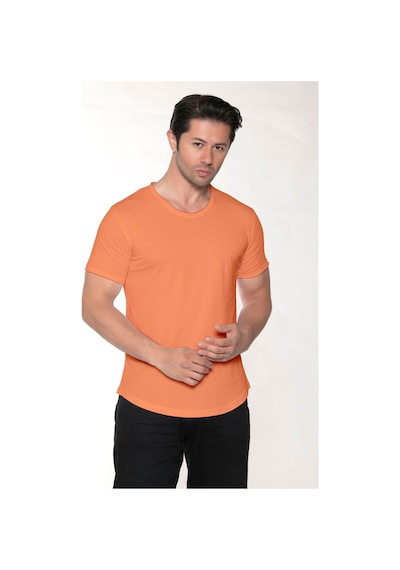 Black Horn Erkek Geniş Yaka %100 Pamuk Salaş T-shirt Somon
